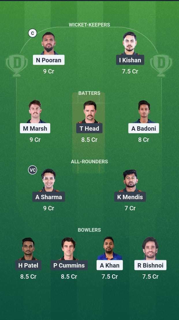 LSG vs SRH Dream 11 team 